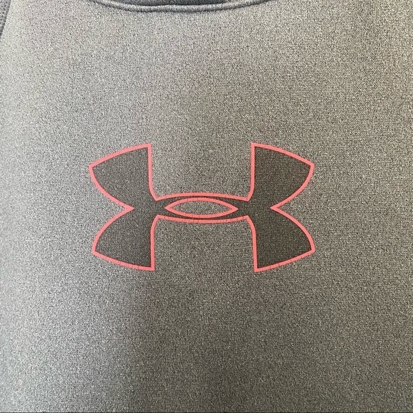 Under Armour Pullover Hoodie Dark Grey w/ Coral Outlined Logo - Picture 4 of 6